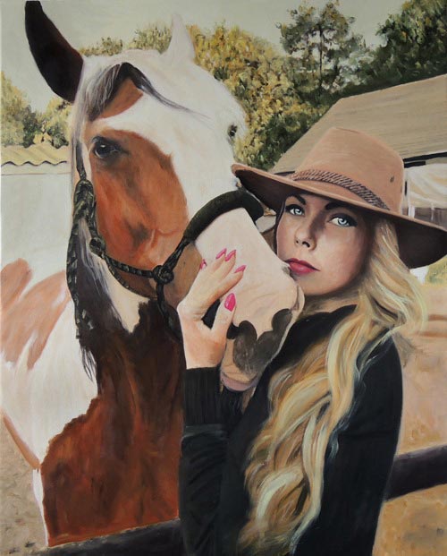 portret kobieta z koniem