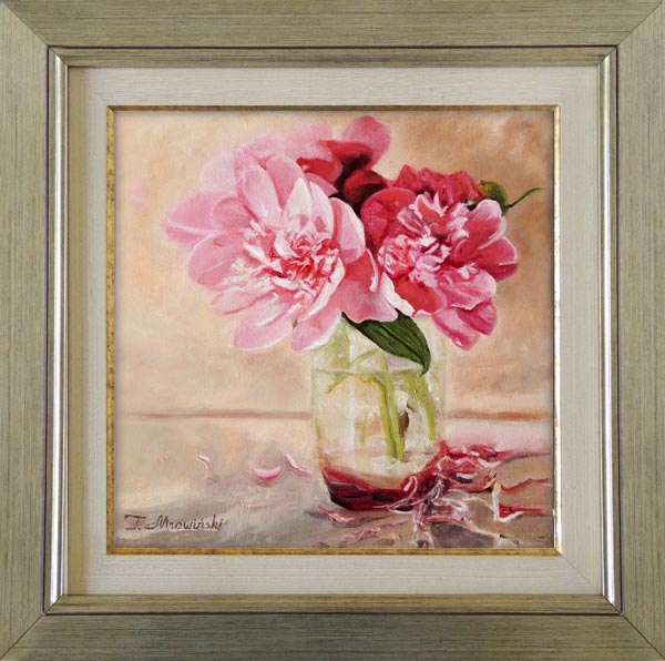 obraz olejny peonie w ramie obraz olejny peonie