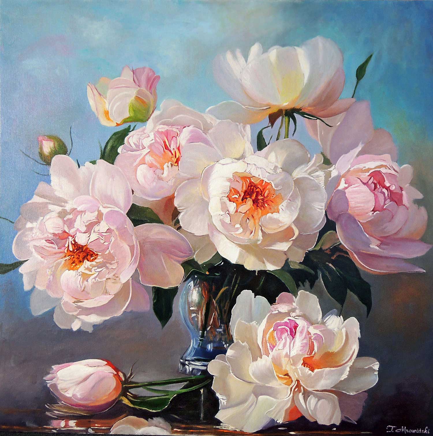 kwiaty peonie obraz obraz olejny obraz olejny kwiaty peonie